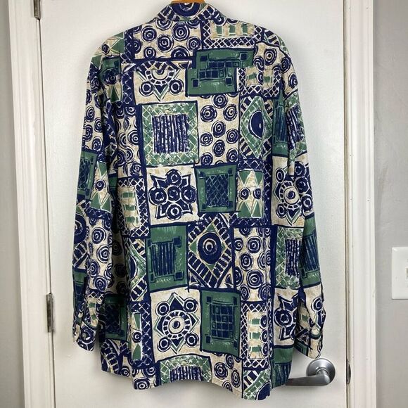 Vintage 90s Pierre Cardin Men’s Geometric Psychedelic Retro Long Sleeve Shirt XL - Picture 5 of 8